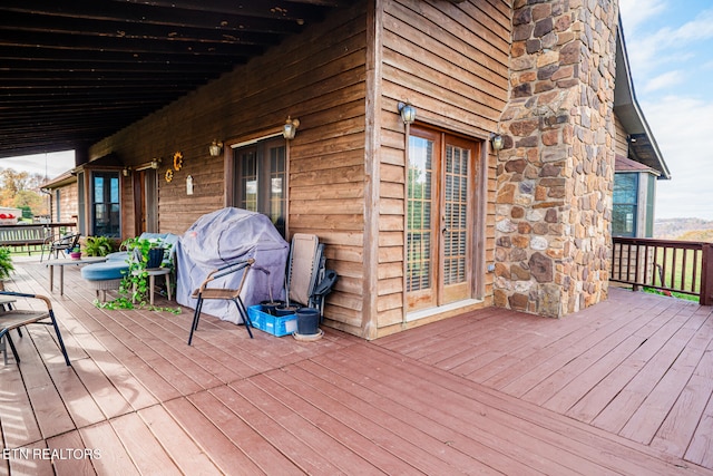 deck with a grill