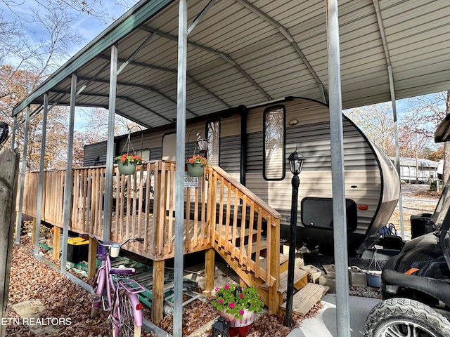 deck with a carport