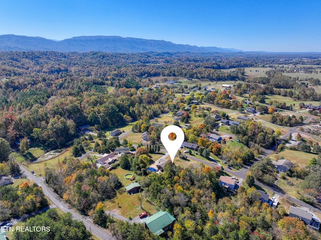 drone / aerial view with a mountain view