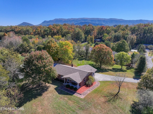 birds eye view of property with a mountain view