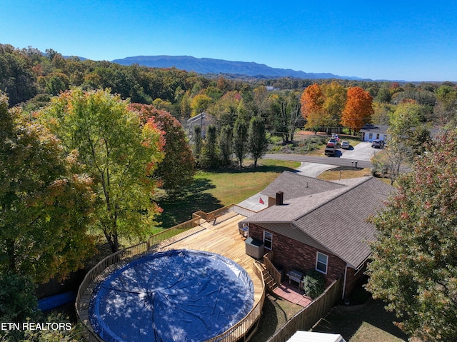 drone / aerial view with a mountain view