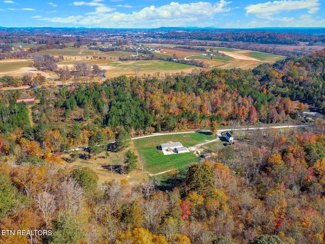 drone / aerial view featuring a rural view