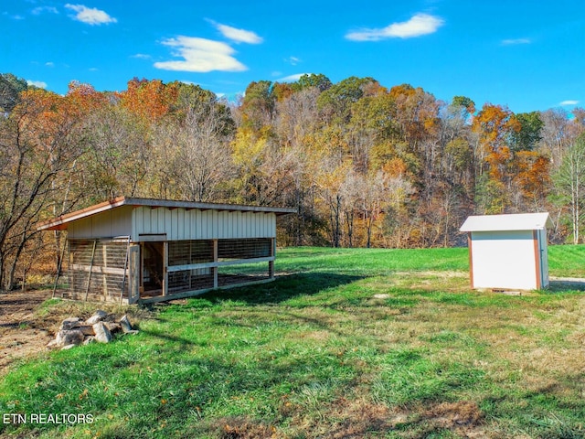 view of yard featuring an outbuilding