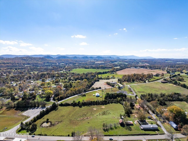 birds eye view of property with a mountain view