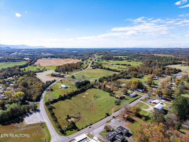 birds eye view of property featuring a mountain view