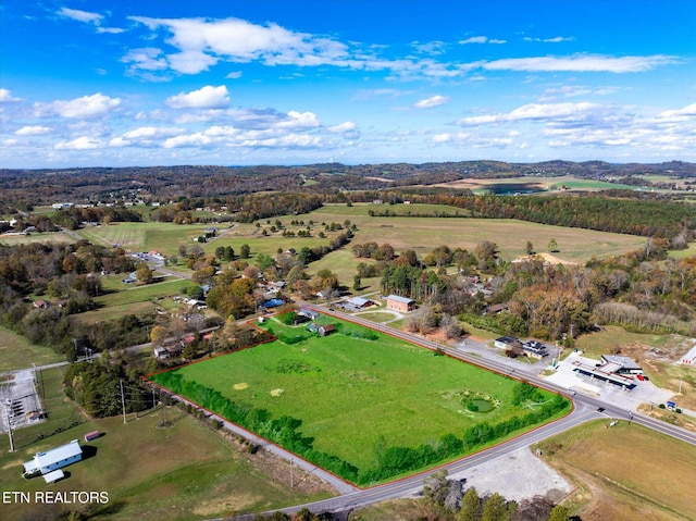 bird's eye view featuring a rural view