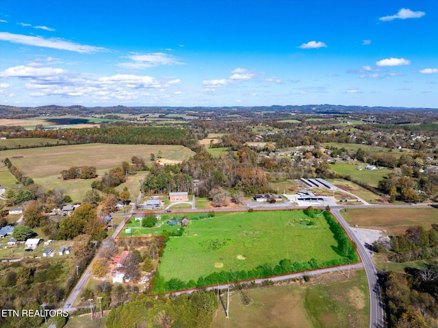 aerial view with a rural view