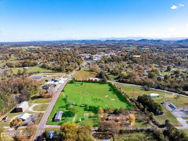 aerial view featuring a mountain view