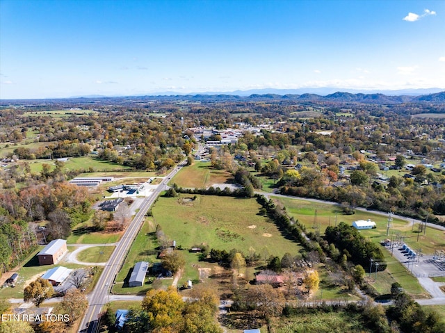 aerial view with a mountain view