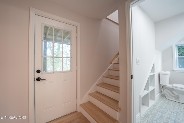 doorway to outside featuring light hardwood / wood-style flooring