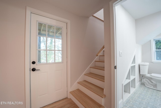 304 Firestone Rd, Oak Ridge, TN 37830 - entryway featuring stairway and light wood finished floors