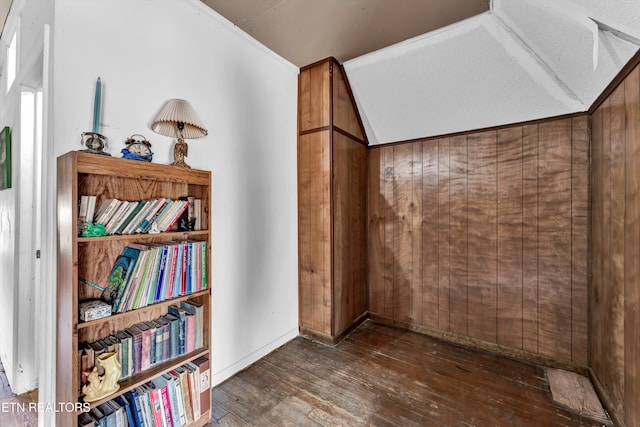 interior space with dark hardwood / wood-style flooring