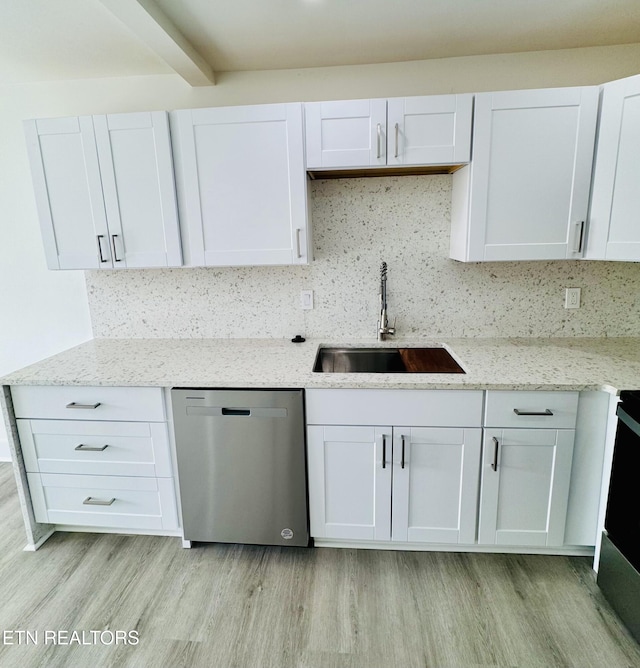 5709 Lyons View Pike Unit 4202, Knoxville, TN 37919 - kitchen with dishwasher, a sink, light wood-style flooring, and decorative backsplash
