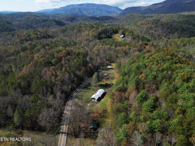 aerial view with a mountain view