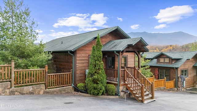 exterior space with a mountain view