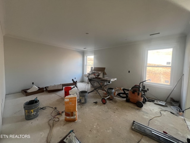 interior space featuring crown molding