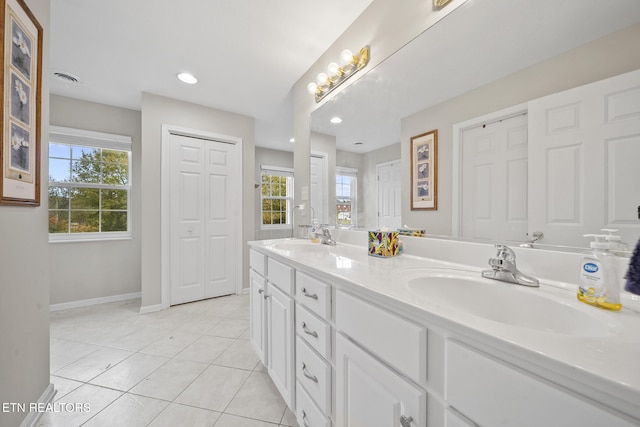 bathroom featuring vanity and tile patterned floors