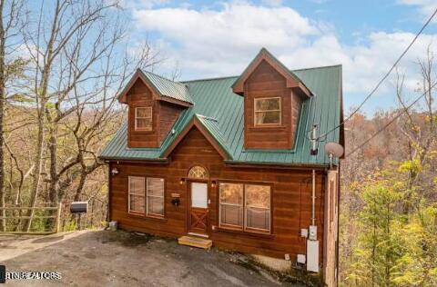 view of log home