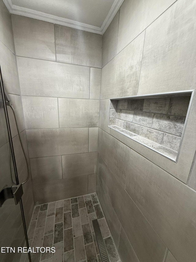 1184 Davis Chapel Rd, Lafollette, TN 37766 - bathroom view of ornamental molding and a tile shower