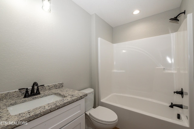 6105 Lanier Rd, Maryville, TN 37801 - full bathroom with toilet, vanity, shower / bath combination, and recessed lighting