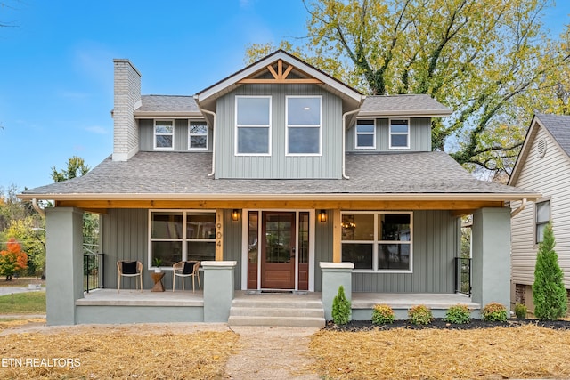 view of front of home featuring covered porch