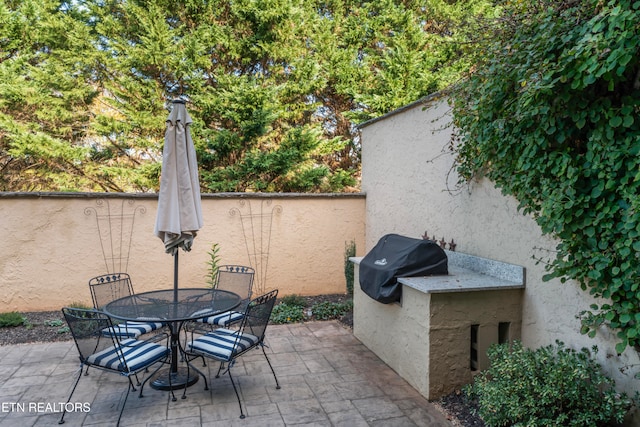 view of patio featuring area for grilling and an outdoor kitchen