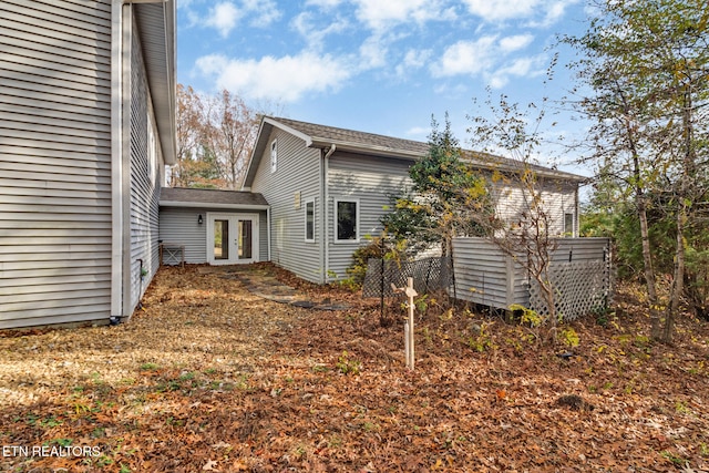 back of house with french doors