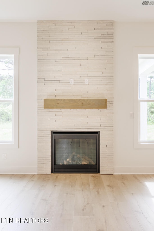 details with a fireplace and hardwood / wood-style floors