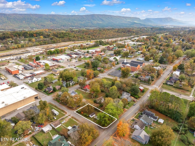 birds eye view of property with a mountain view