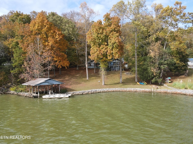 view of dock featuring a water view