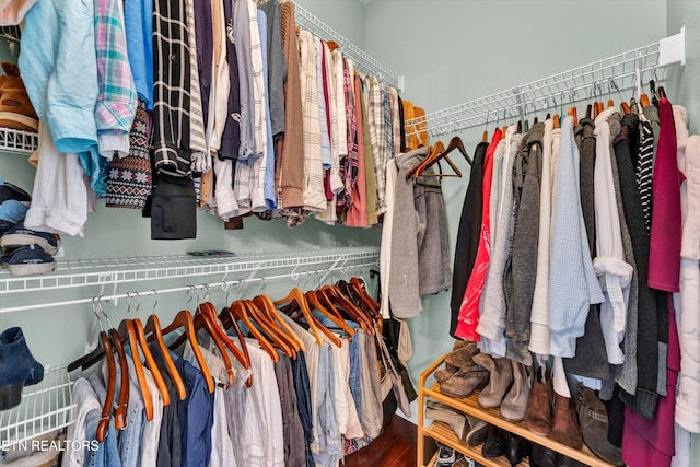 walk in closet featuring hardwood / wood-style floors