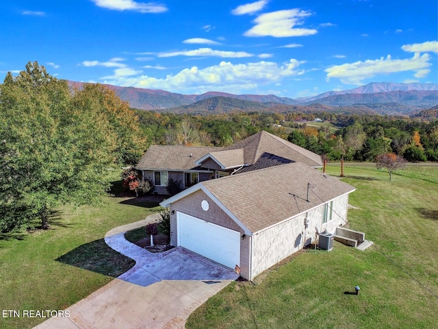 aerial view with a mountain view