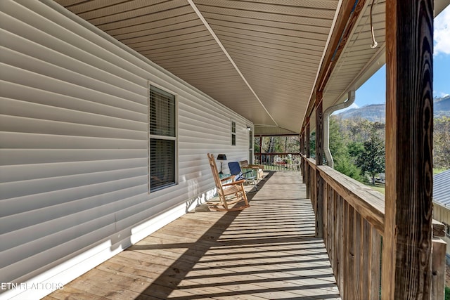 deck featuring a mountain view