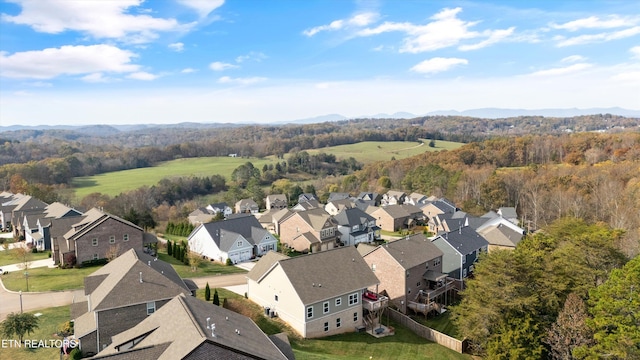 bird's eye view with a mountain view