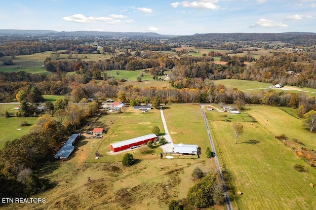 bird's eye view featuring a rural view