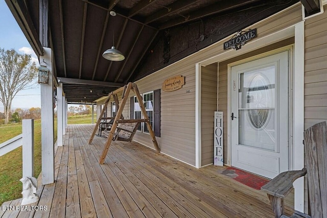 deck with a porch