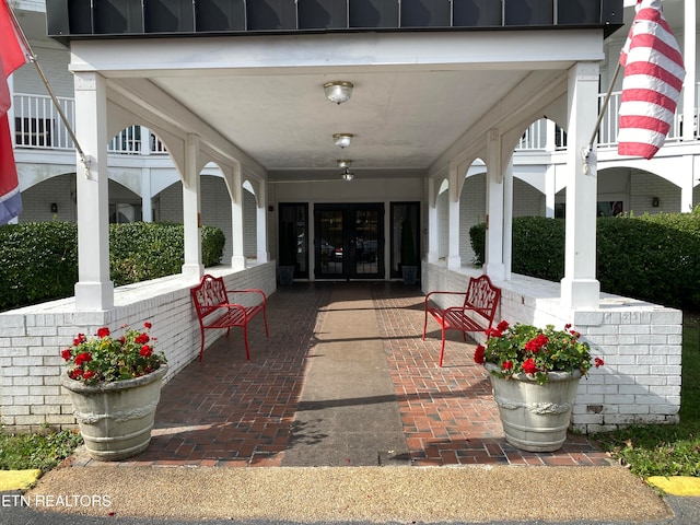 view of patio featuring french doors