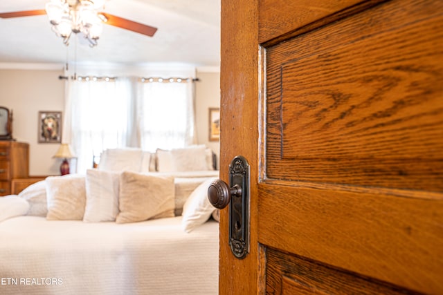 bedroom featuring carpet and ornamental molding