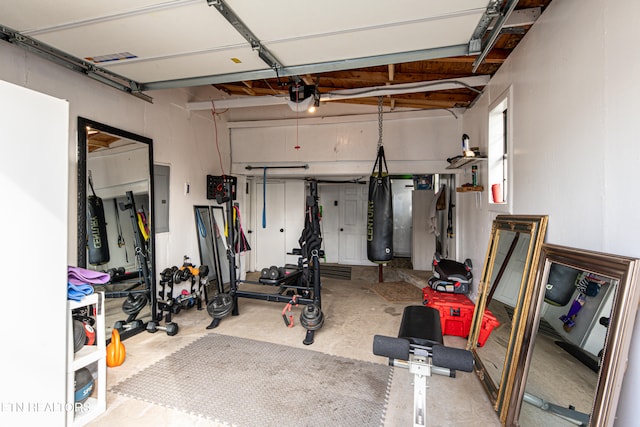 exercise room with electric panel