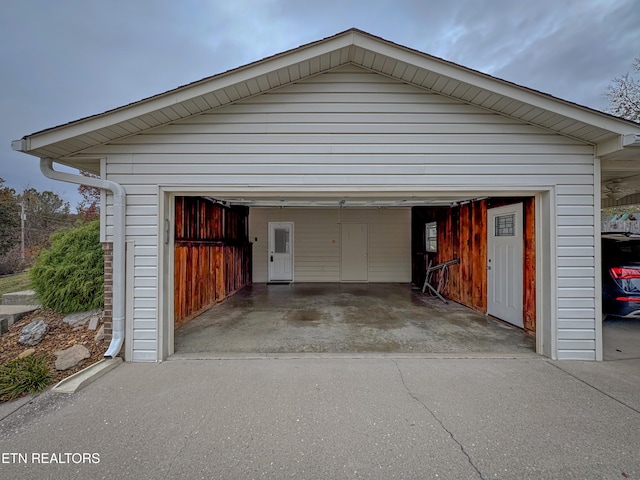 view of garage