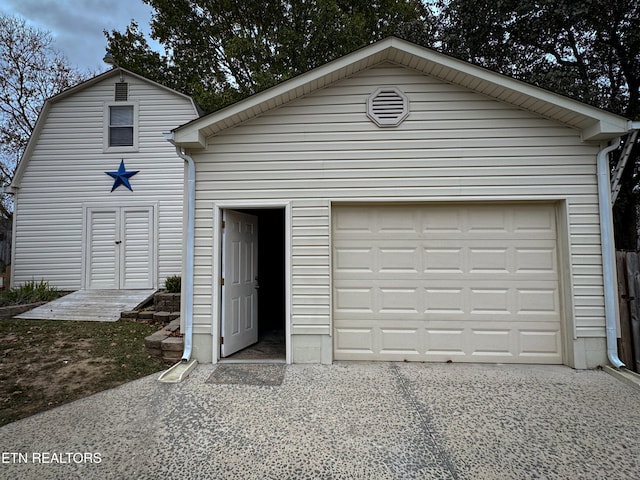 view of garage