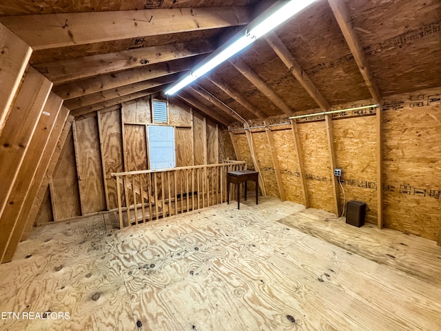 view of unfinished attic