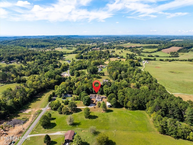 aerial view featuring a rural view