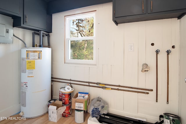 utilities with electric water heater and electric panel