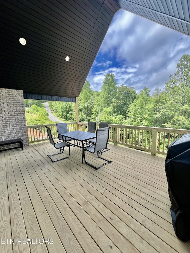 139 Pool Rd, Lafollette, TN 37766 - wooden terrace featuring a grill and outdoor dining space