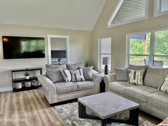 139 Pool Rd, Lafollette, TN 37766 - living area with wood finished floors and high vaulted ceiling