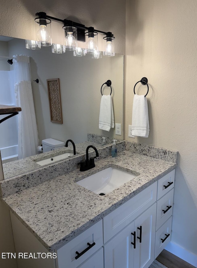 139 Pool Rd, Lafollette, TN 37766 - bathroom with vanity and a shower with shower curtain