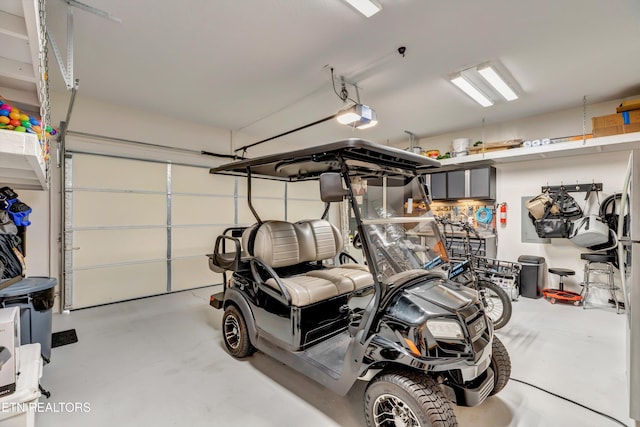 garage with a garage door opener