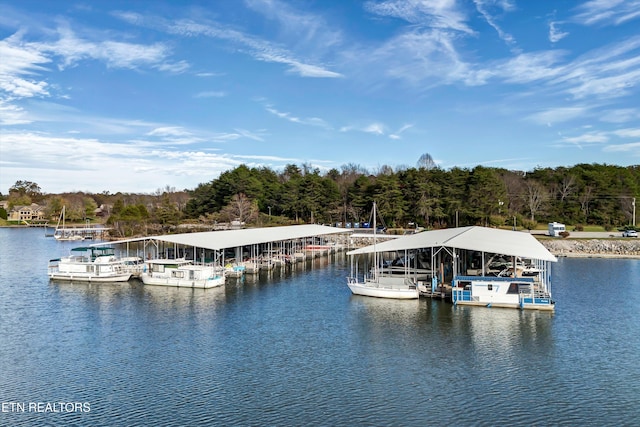 view of dock featuring a water view