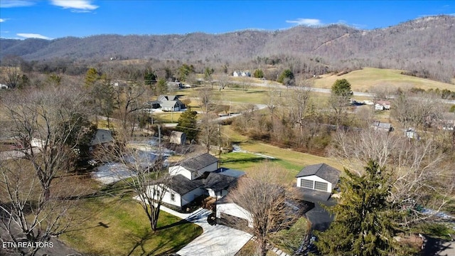 bird's eye view with a mountain view